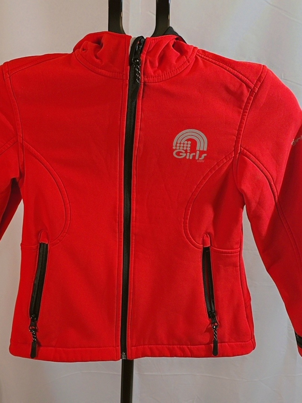 Girls' Red Zip-Up Hooded Jacket